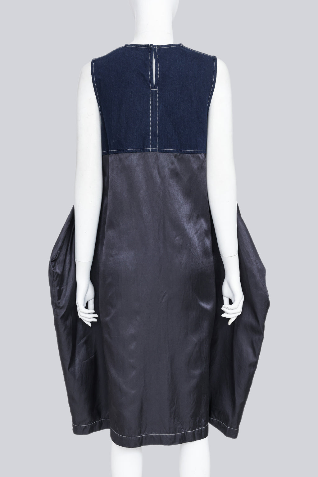 COMME DES GARCONS - A 2017 DENIM TRIMMED SATIN DRESS