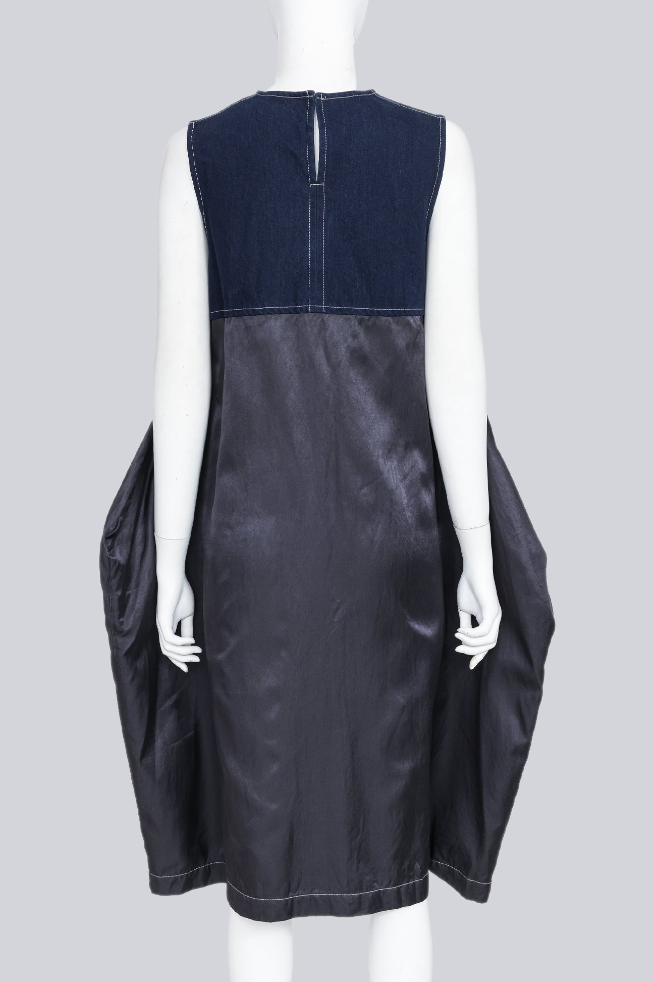 COMME DES GARCONS - A 2017 DENIM TRIMMED SATIN DRESS