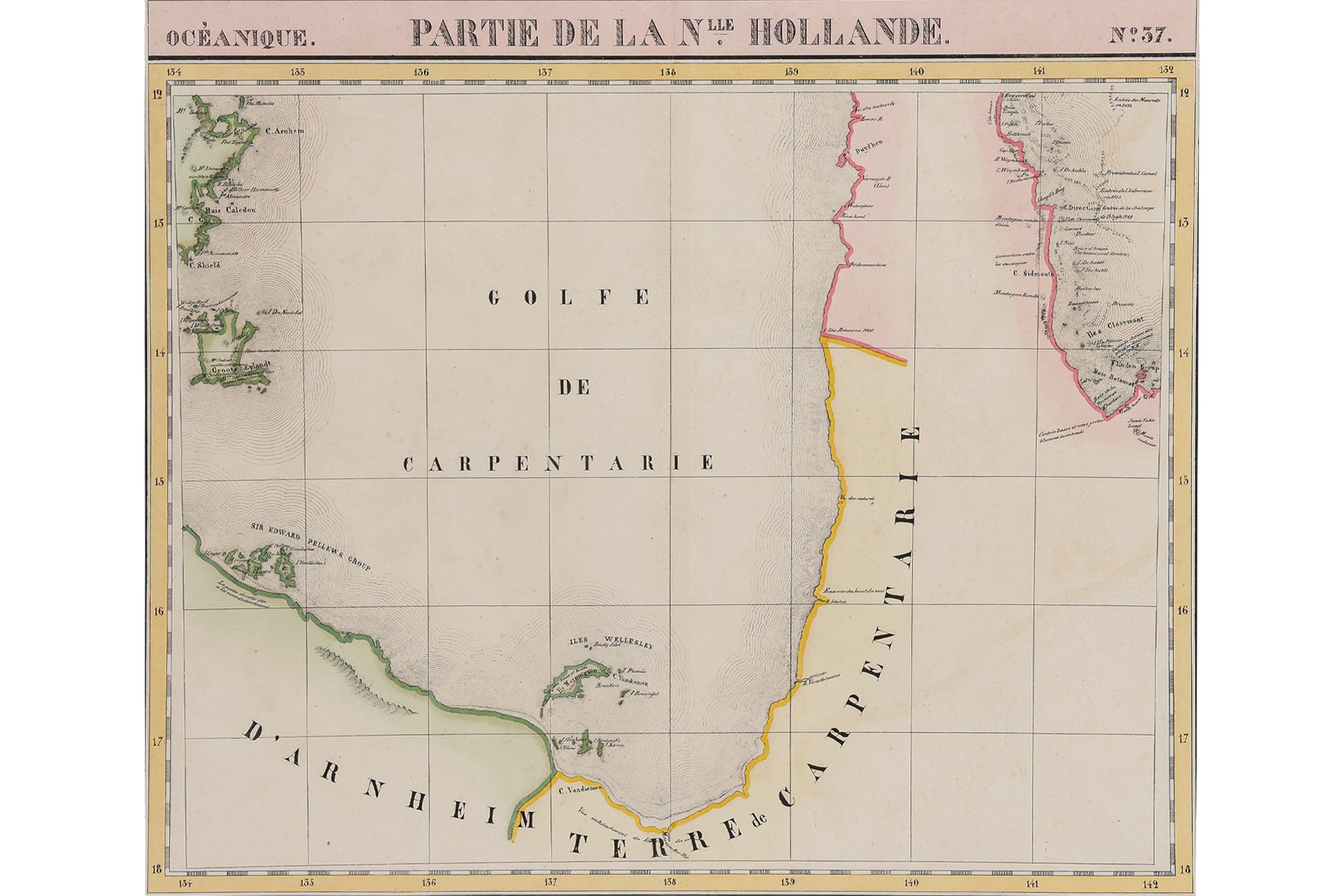 OCEANIQUE PARTIE DE LA NLLE HOLLANDE NO. 37 GULF DE CARPENTARIE, PHILIPPE VANDERMAELEN, 1827