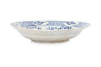 A LARGE BLUE AND WHITE PORCELAIN BOWL AND A SWATOW DISH