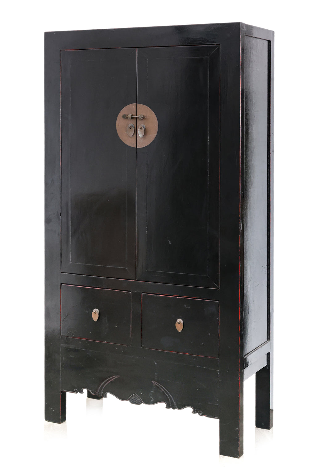 A CHINESE BLACK LACQUER WEDDING CABINET
