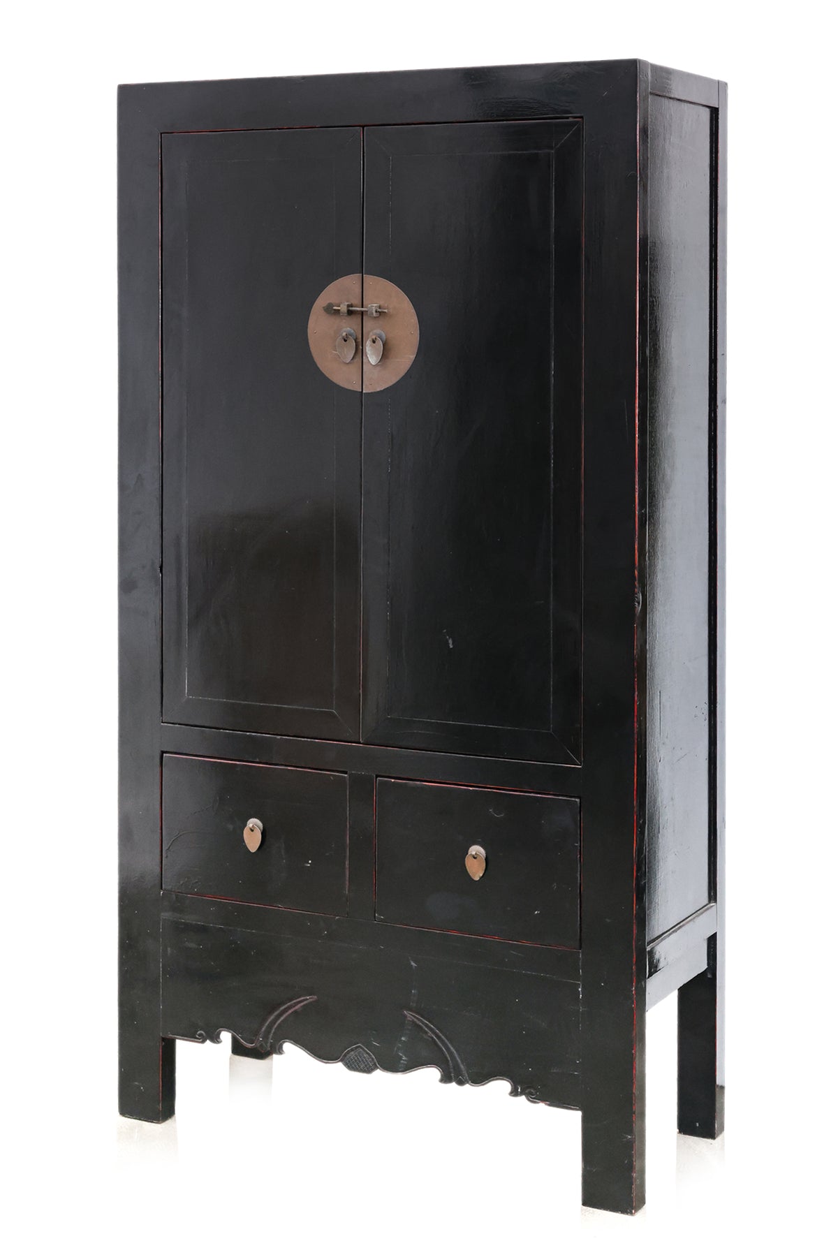 A CHINESE BLACK LACQUER WEDDING CABINET
