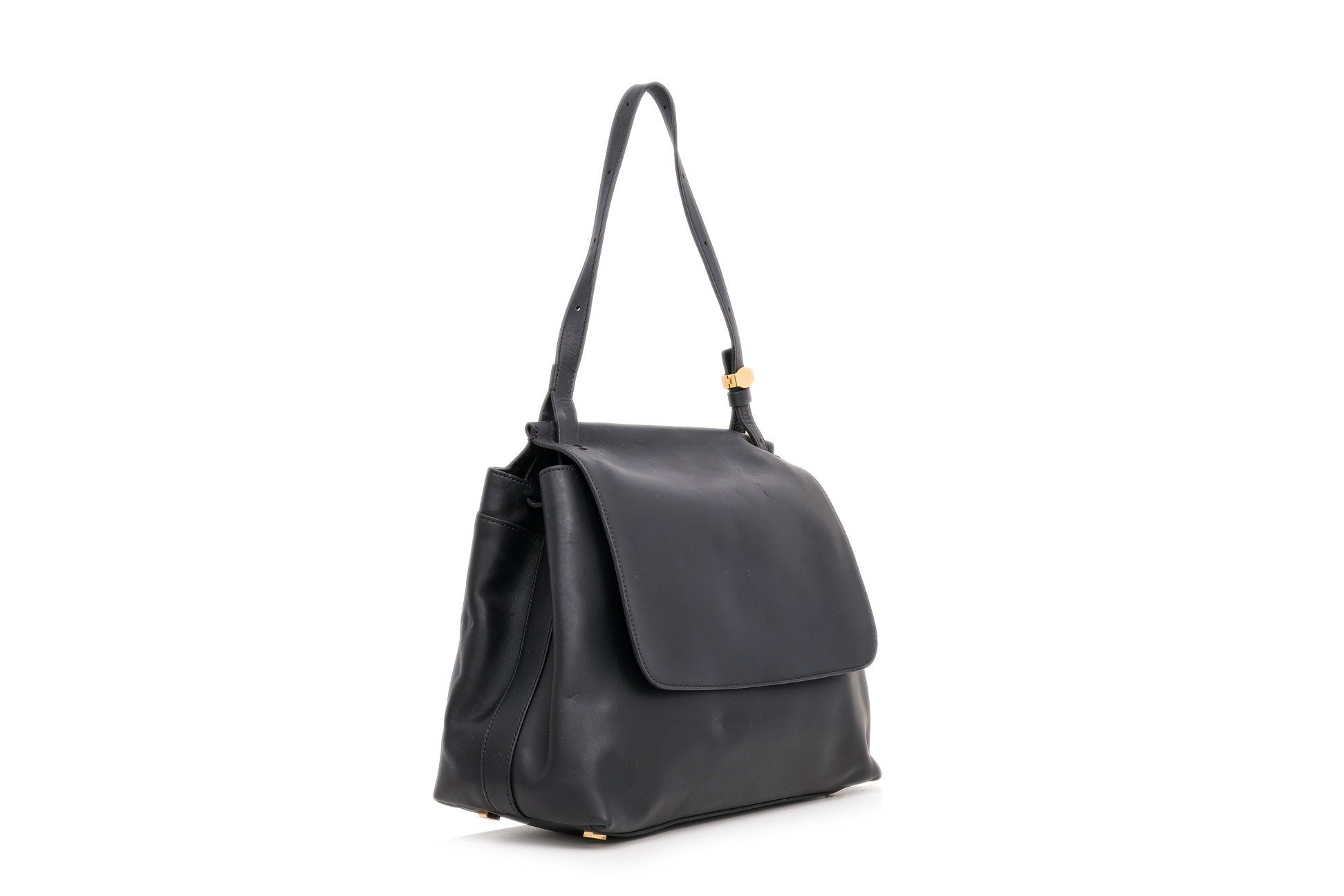 THE ROW - A BLACK LEATHER 'SIDEKICK' SHOULDER BAG
