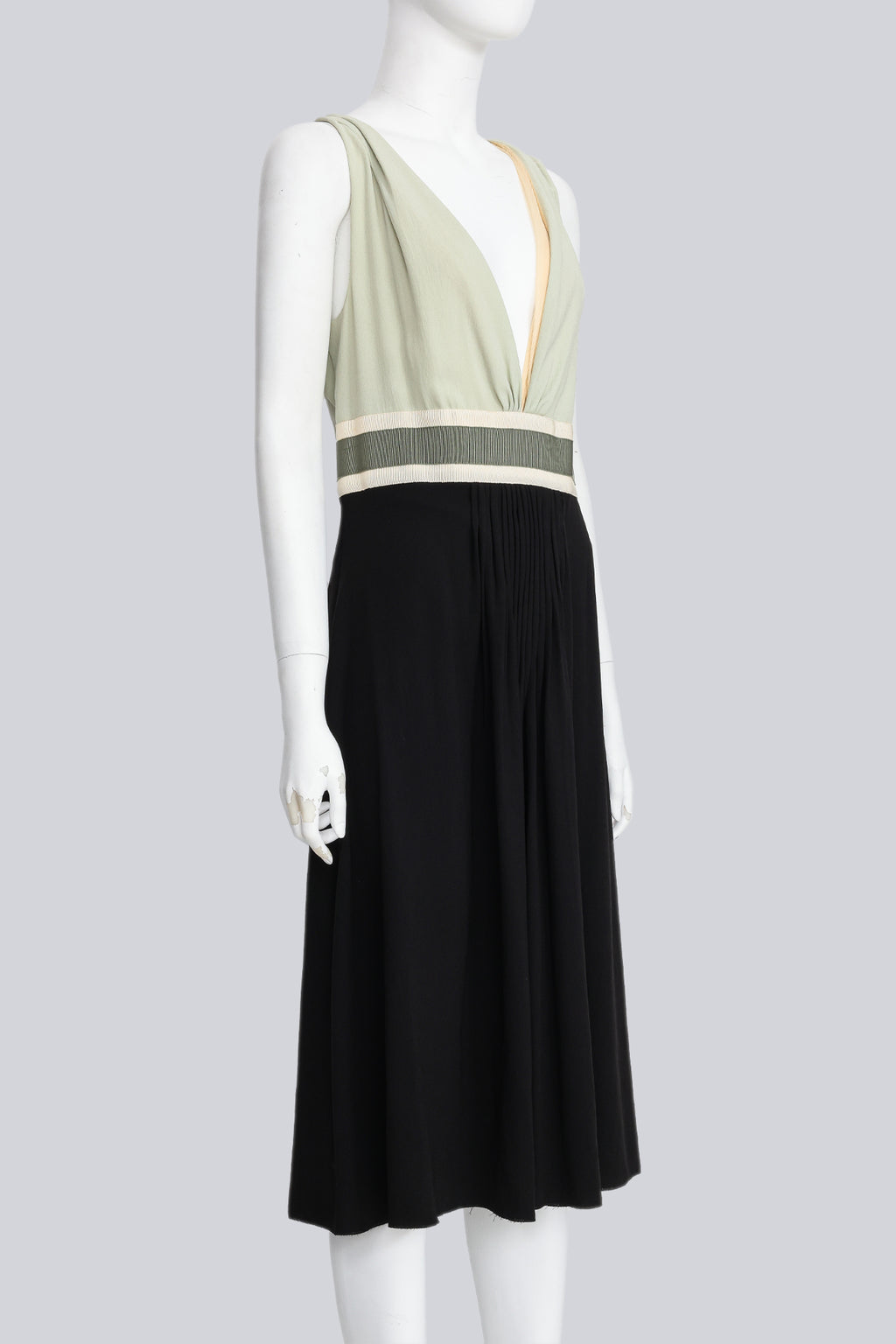 PRADA - A MINT AND BLACK PLEATED DRESS