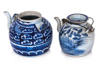 TWO BLUE AND WHITE PORCELAIN TEAPOTS