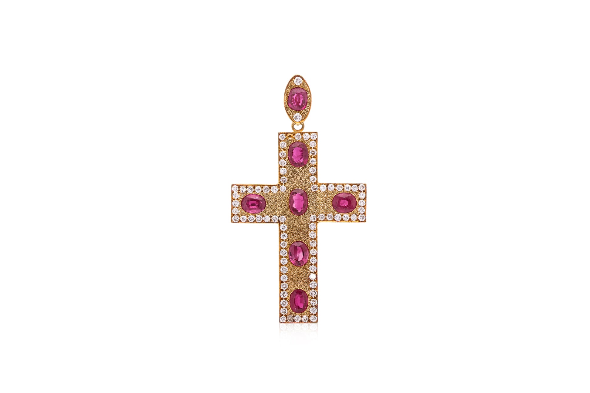 A RUBY AND DIAMOND CROSS PENDANT