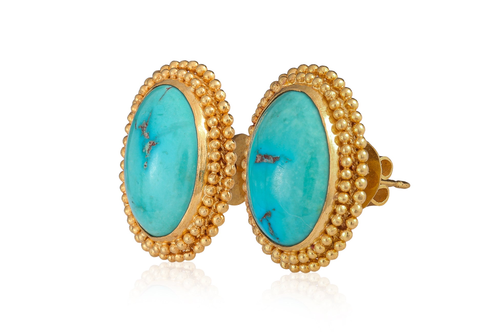 A PAIR OF TURQUOISE STUD EARRINGS
