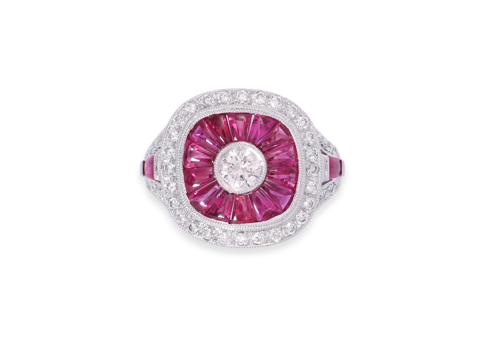 A DIAMOND AND RUBY RING