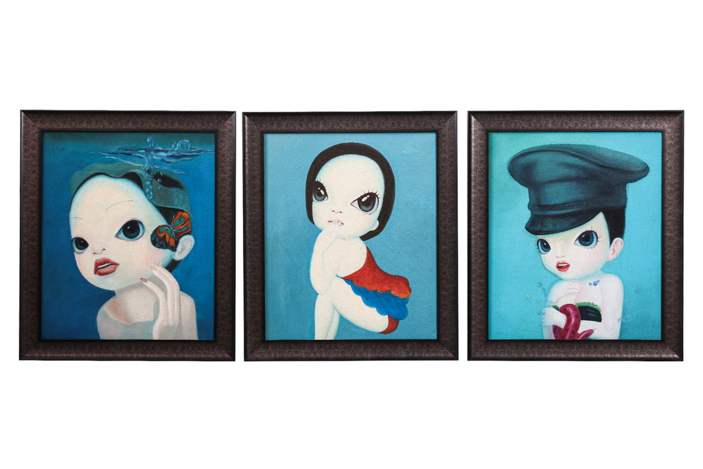 THREE CHINESE CONTEMPORARY STYLE PAINTINGS