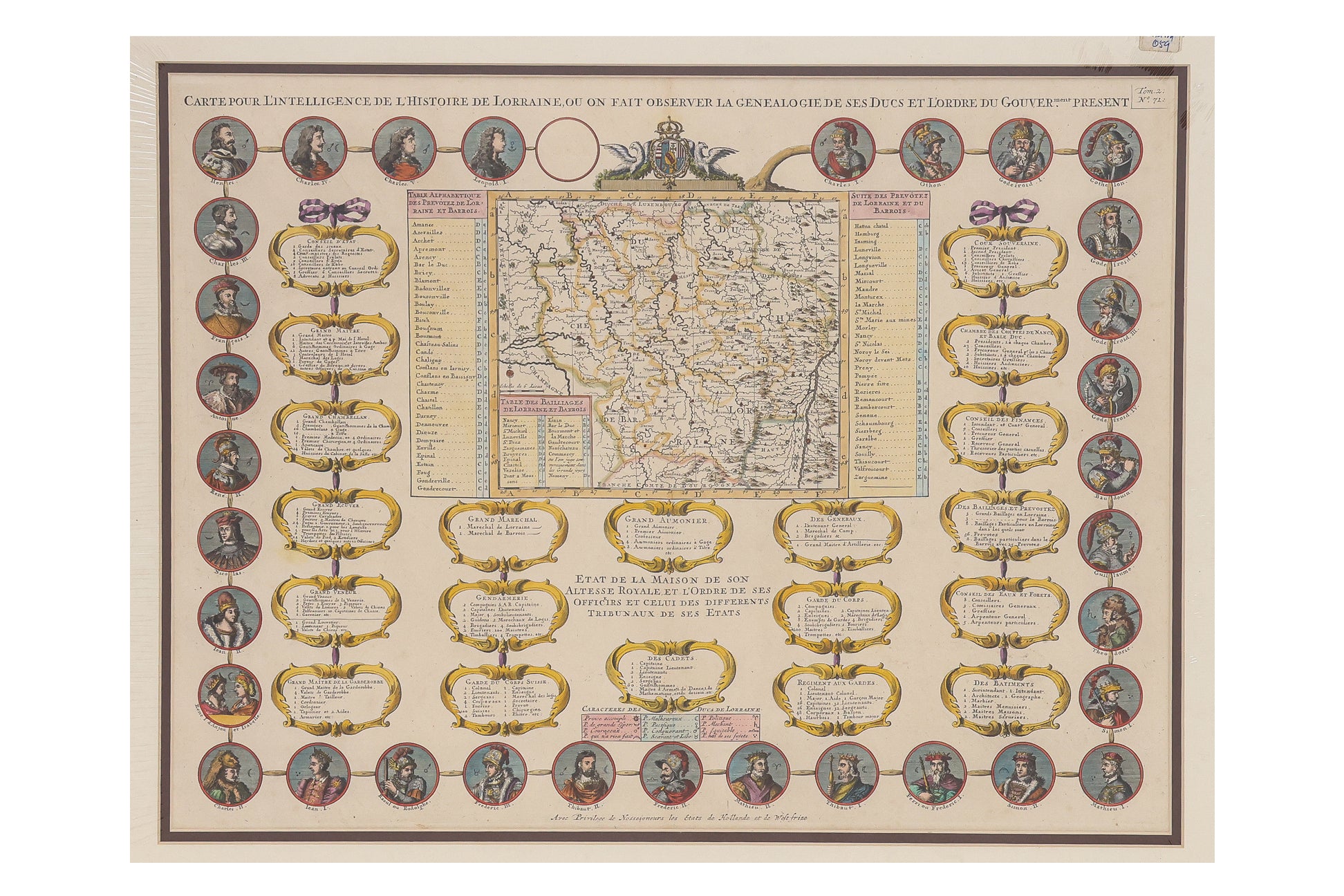 CARTE POUR L'INTELLIGENCE DE L'HISTOIRE DE LORRAINE... HENRI ABRAHAM CHATELAIN, 1705-1739