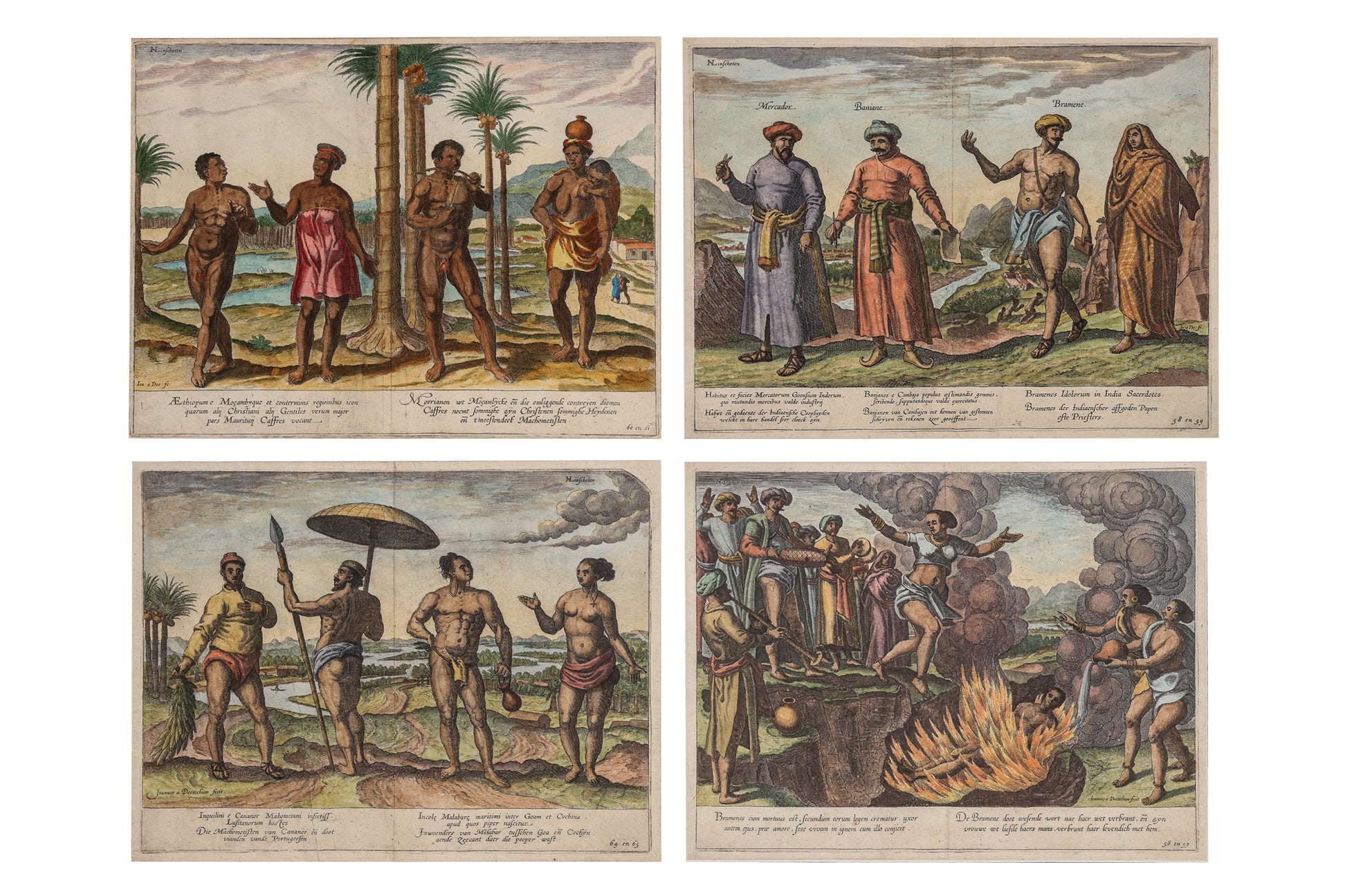 FOUR ETHNOGRAPHIC ENGRAVINGS FROM, 'ITINERARIO,' JOHANNES & BAPTISTA A DOETECHUM, 1598