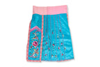 A BLUE SILK PHOENIX AND PEONY EMBROIDERED SKIRT