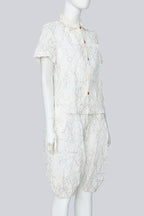 COMME DES GARÇONS TAO - A 2010 WHITE RUCHED SET WITH MULTICOLORED QUILTING