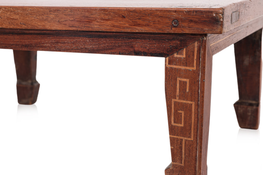 A MARQUETRY INLAID ROSEWOOD KANG TABLE