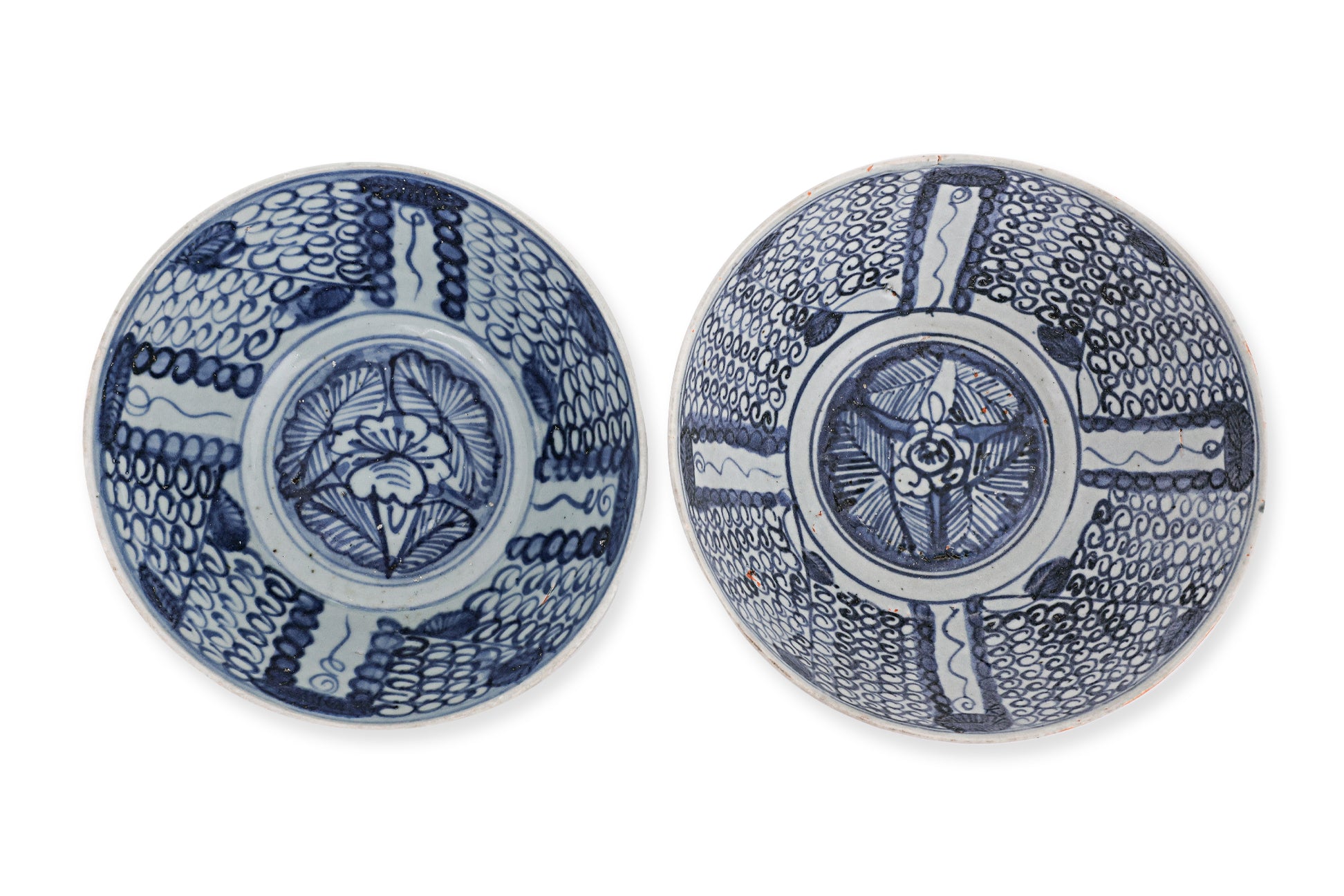 TWO BLUE AND WHITE BOWLS