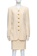 GIANNI VERSACE COUTURE - A CREAM SKIRT AND BLAZER SET
