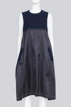 COMME DES GARCONS - A 2017 DENIM TRIMMED SATIN DRESS