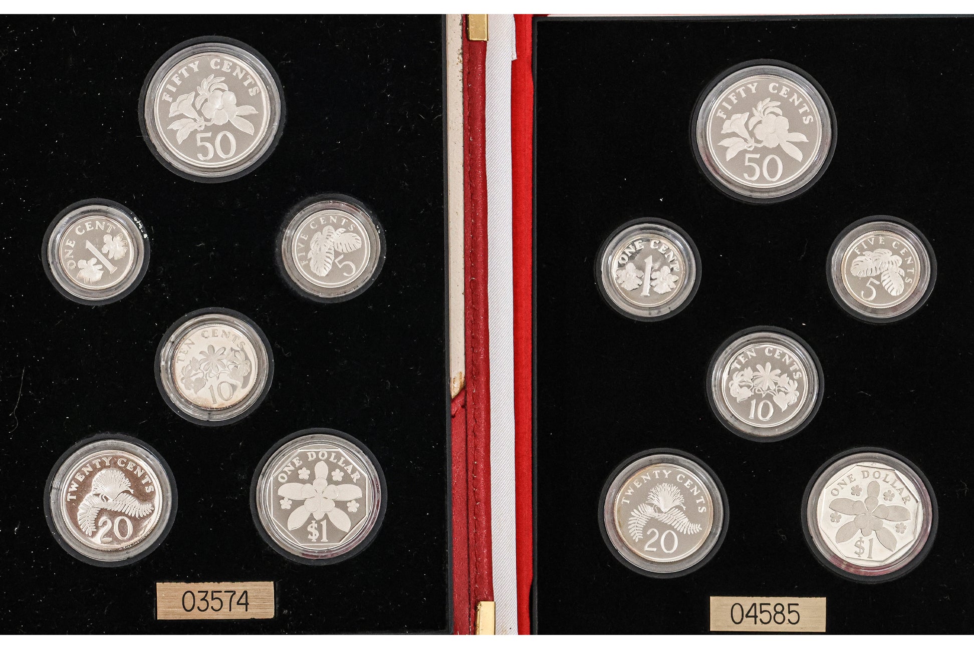 SINGAPORE, SILVER PROOF COIN SETS, 1988-1990 (5)