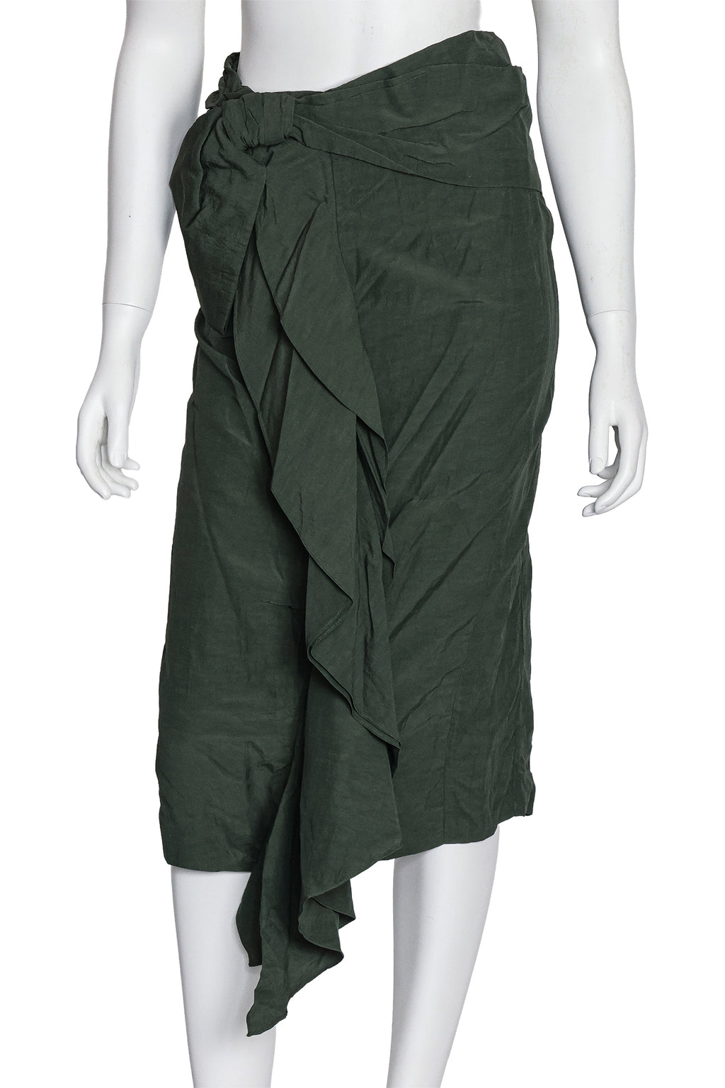 MARNI - A GREEN VISCOSE AND LINEN SKIRT