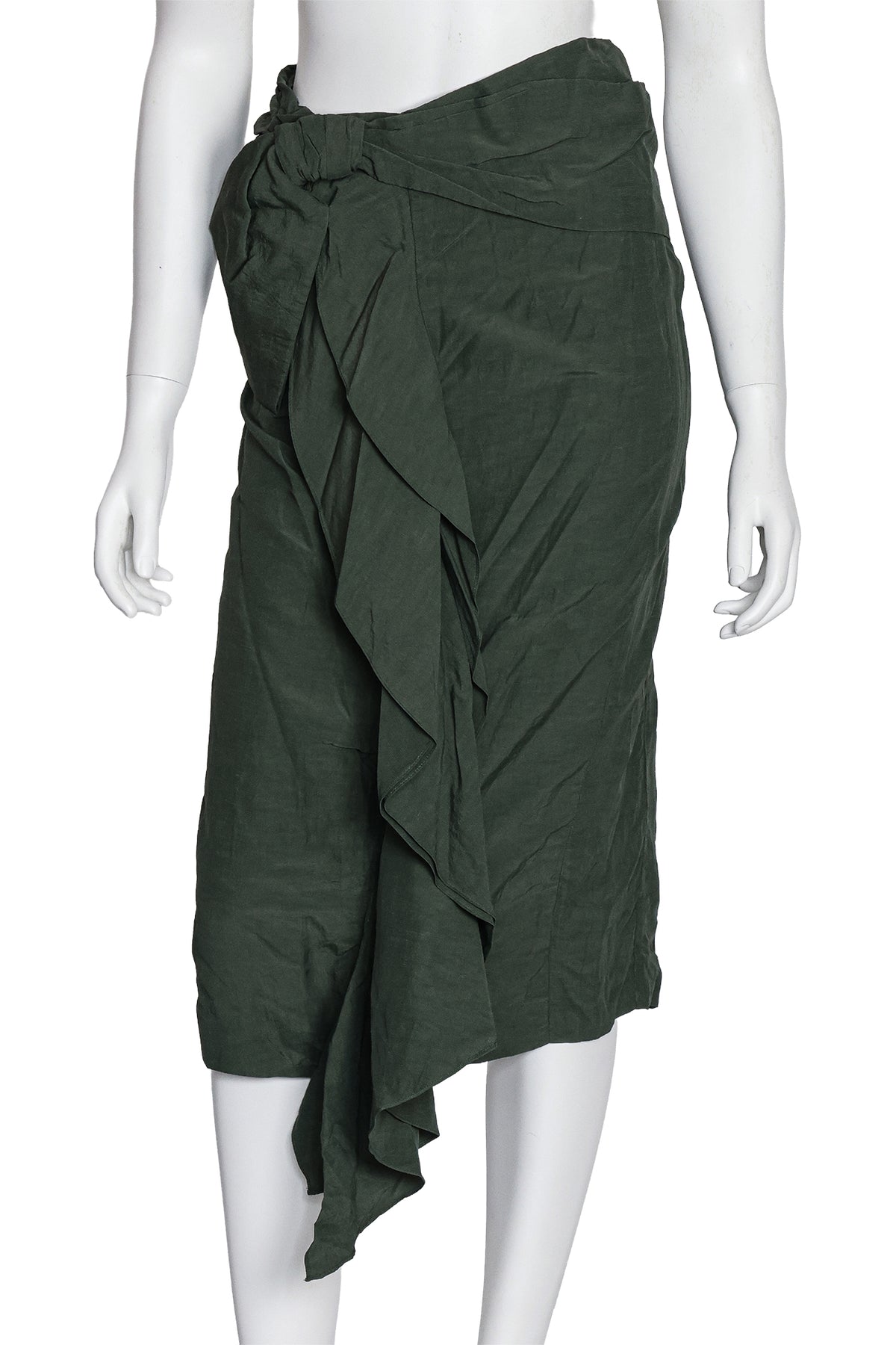 MARNI - A GREEN VISCOSE AND LINEN SKIRT