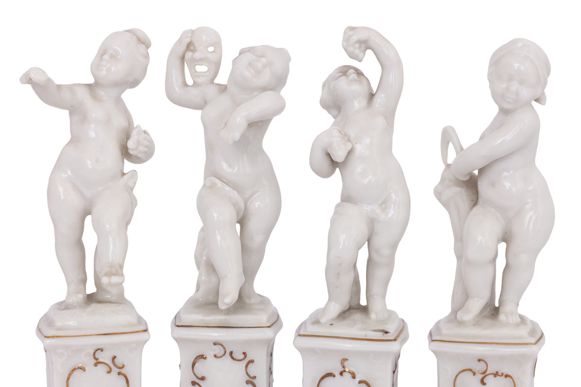 A GROUP OF SIX HUTSCHENREUTHER PORCELAIN FIGURES OF CHERUBS