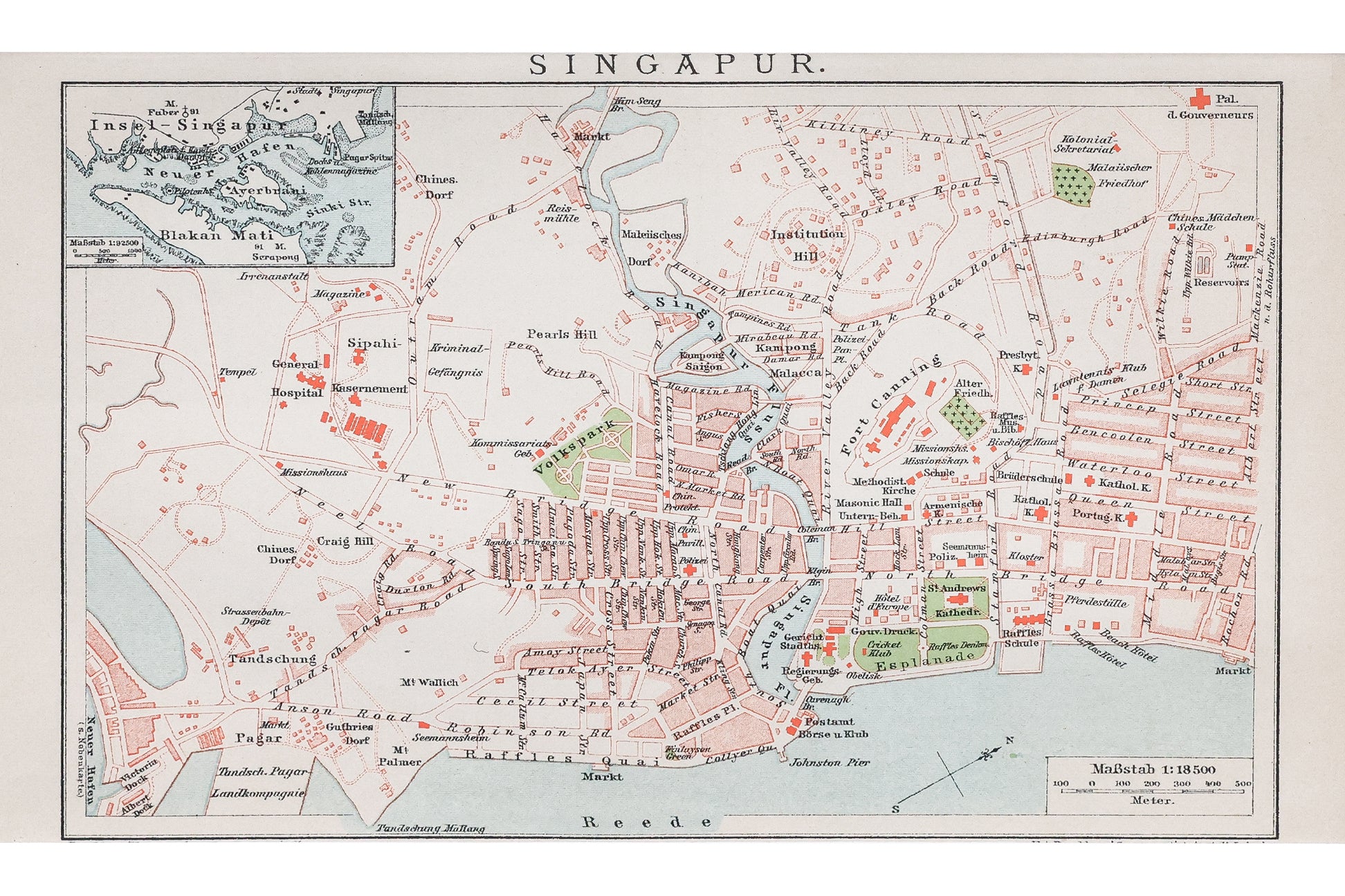 A 1897 GERMAN CITY MAP OF SINGAPORE