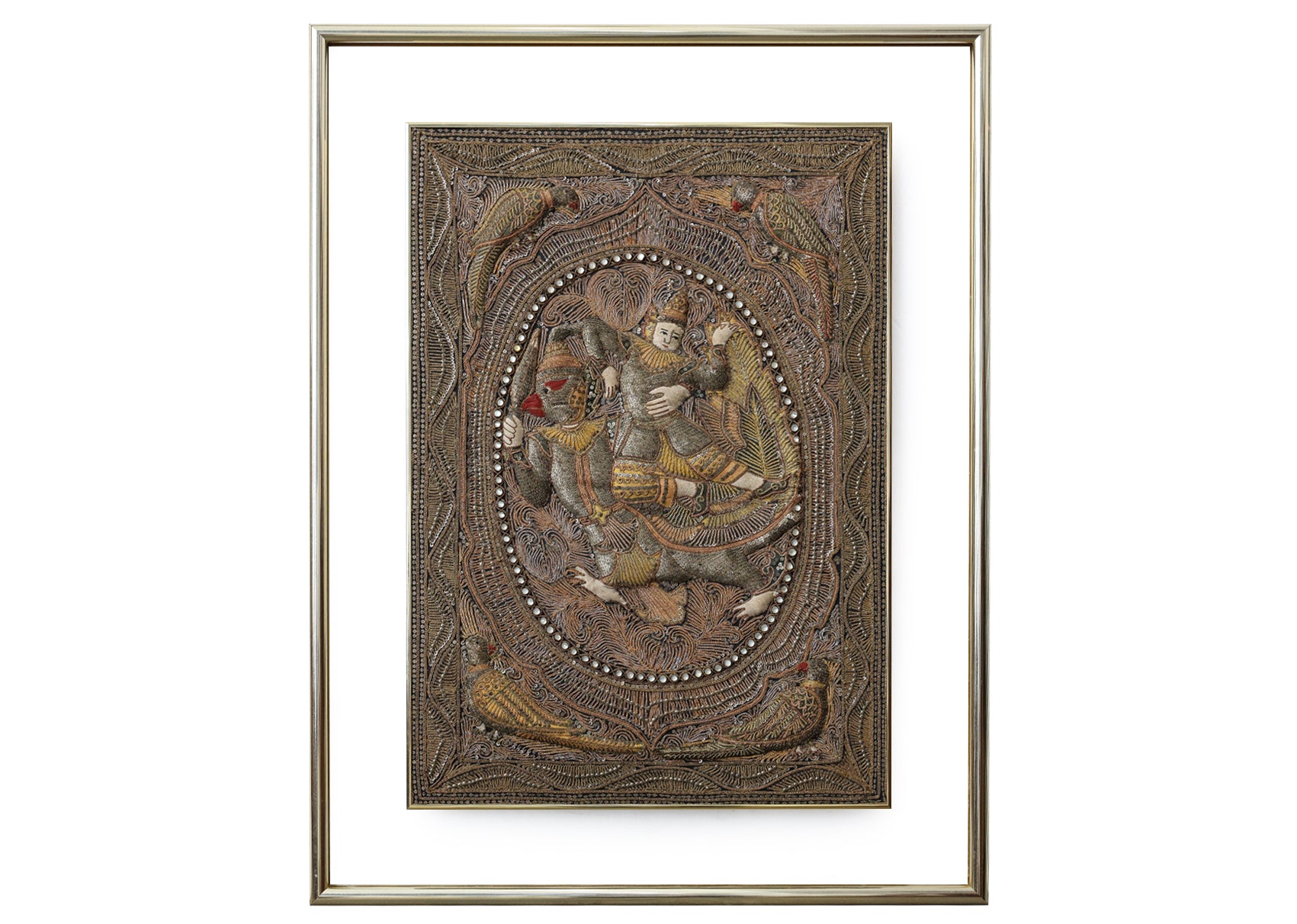 A BURMESE KALAGA EMBROIDERED PANEL