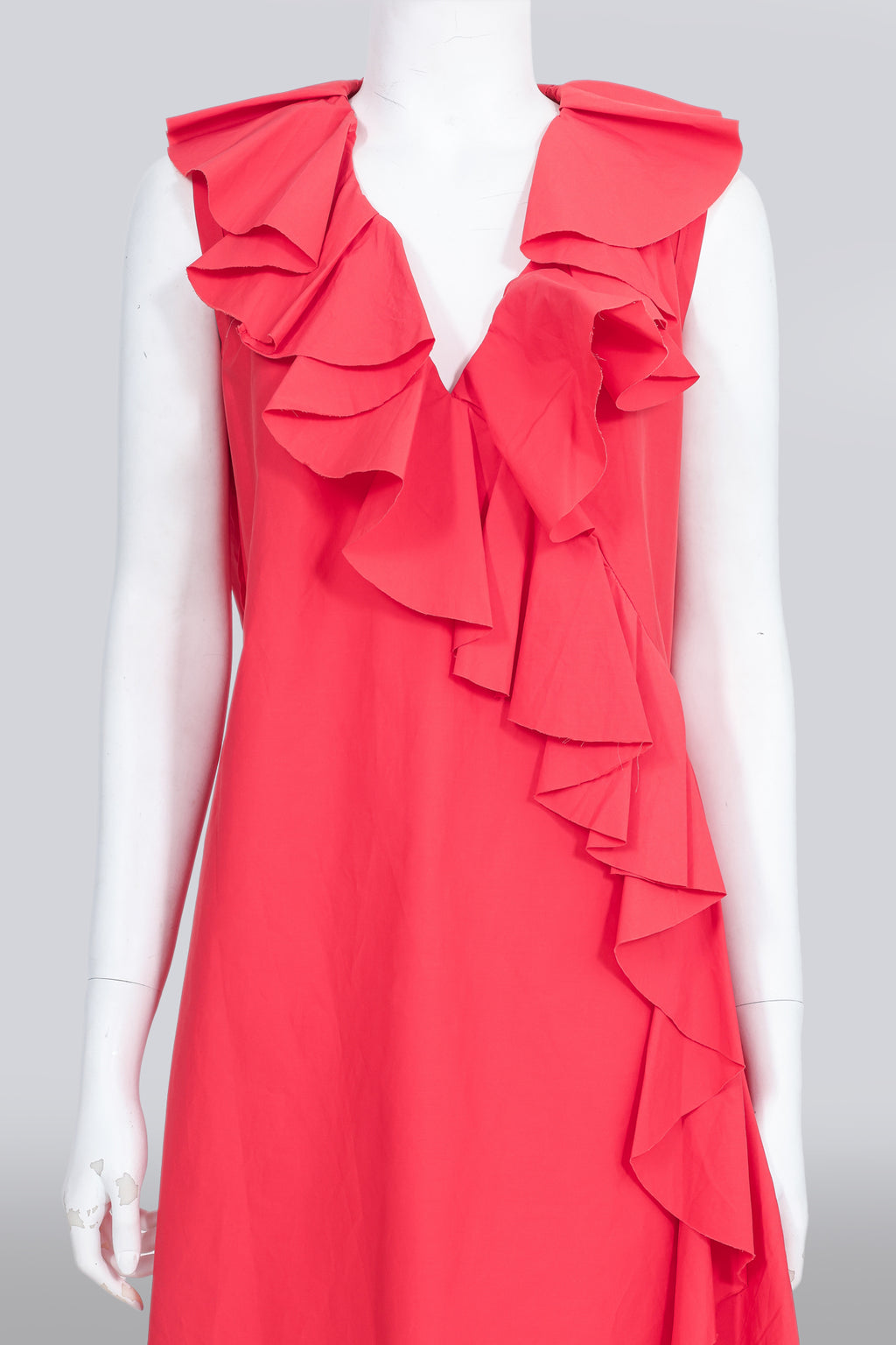 LANVIN - A CORAL RUFFLED SHIFT DRESS