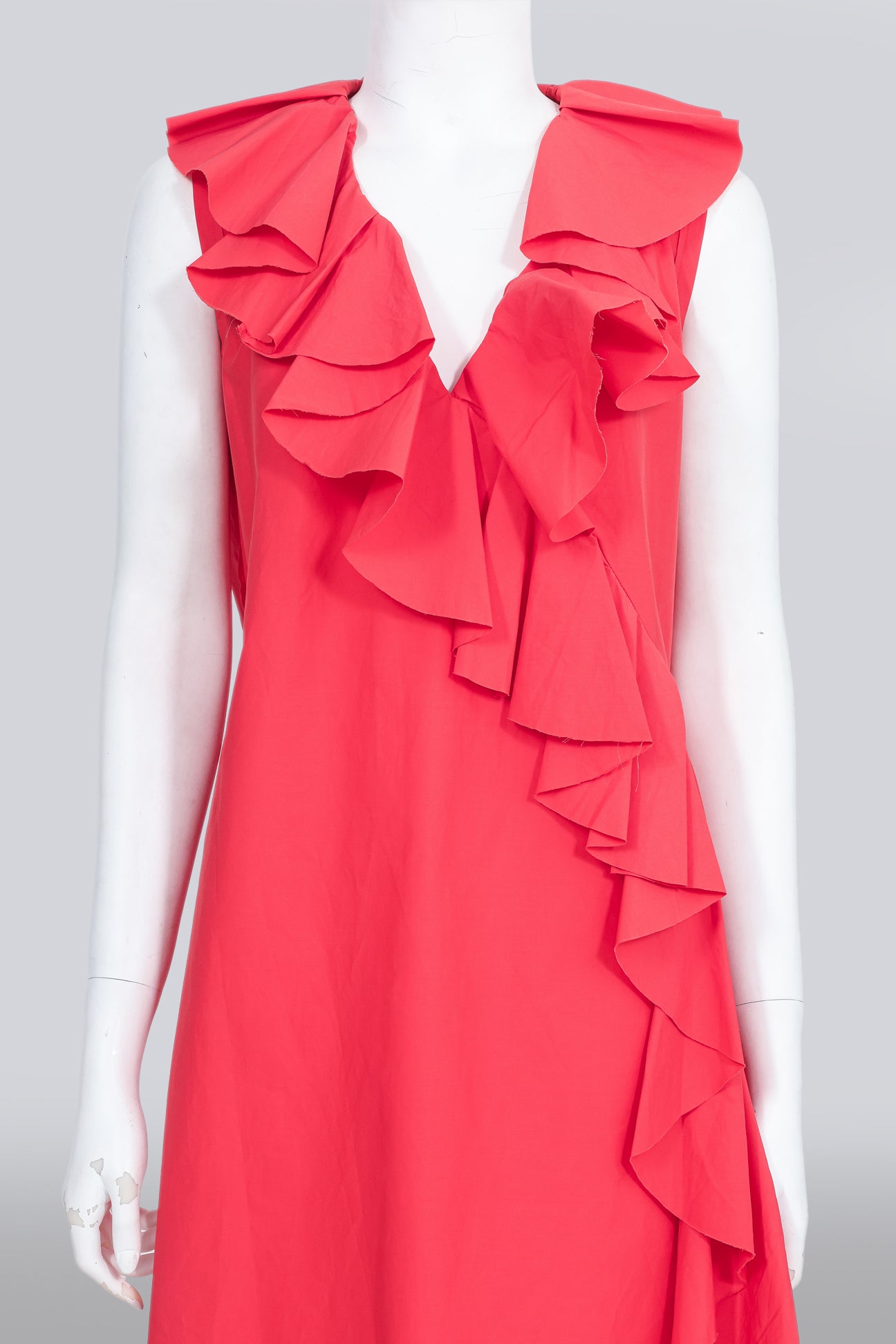 LANVIN - A CORAL RUFFLED SHIFT DRESS