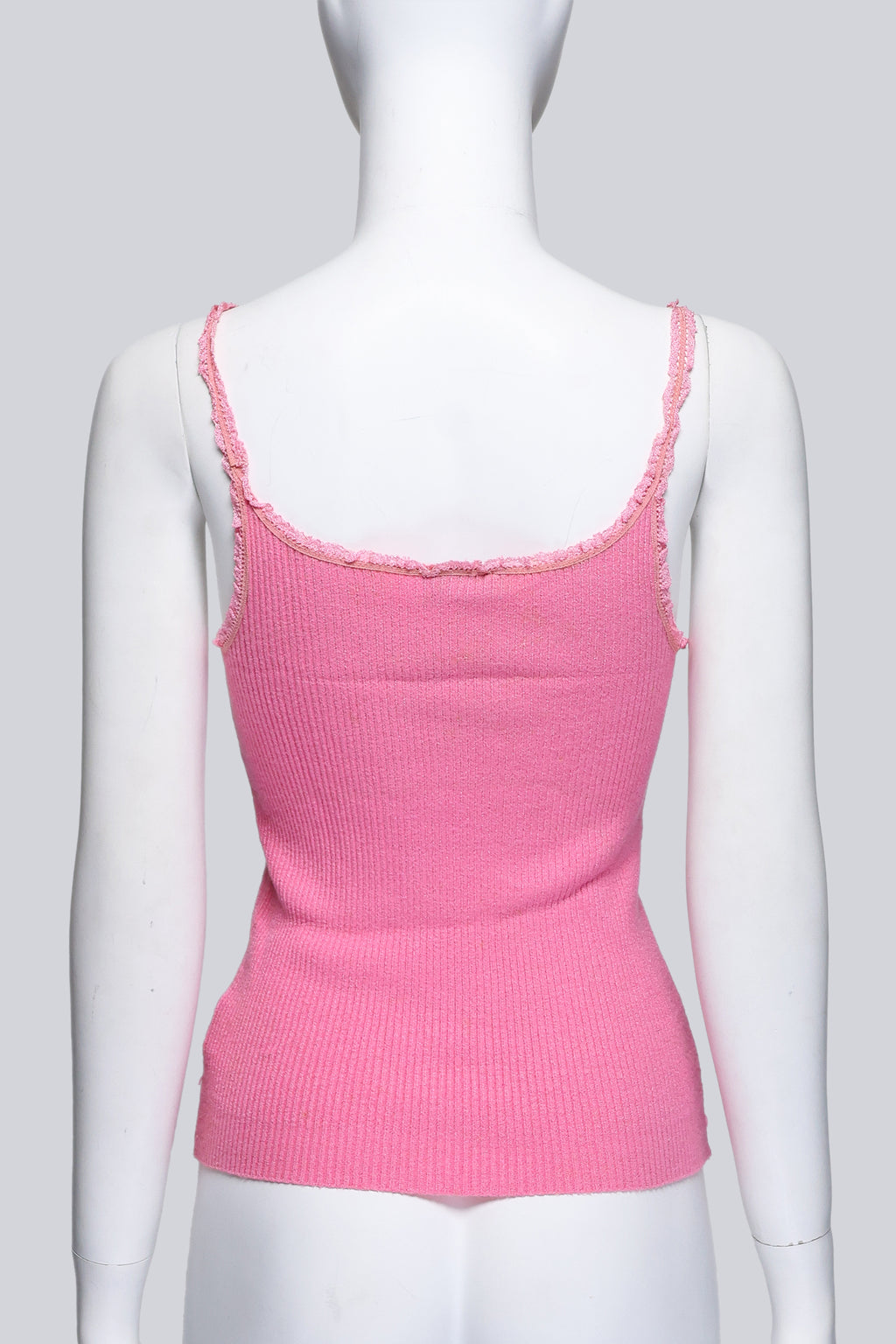 BLUMARINE BLUGIRL - A PINK CAMISOLE AND CARDIGAN SET WITH LACE TRIMS