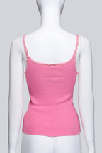 BLUMARINE BLUGIRL - A PINK CAMISOLE AND CARDIGAN SET WITH LACE TRIMS