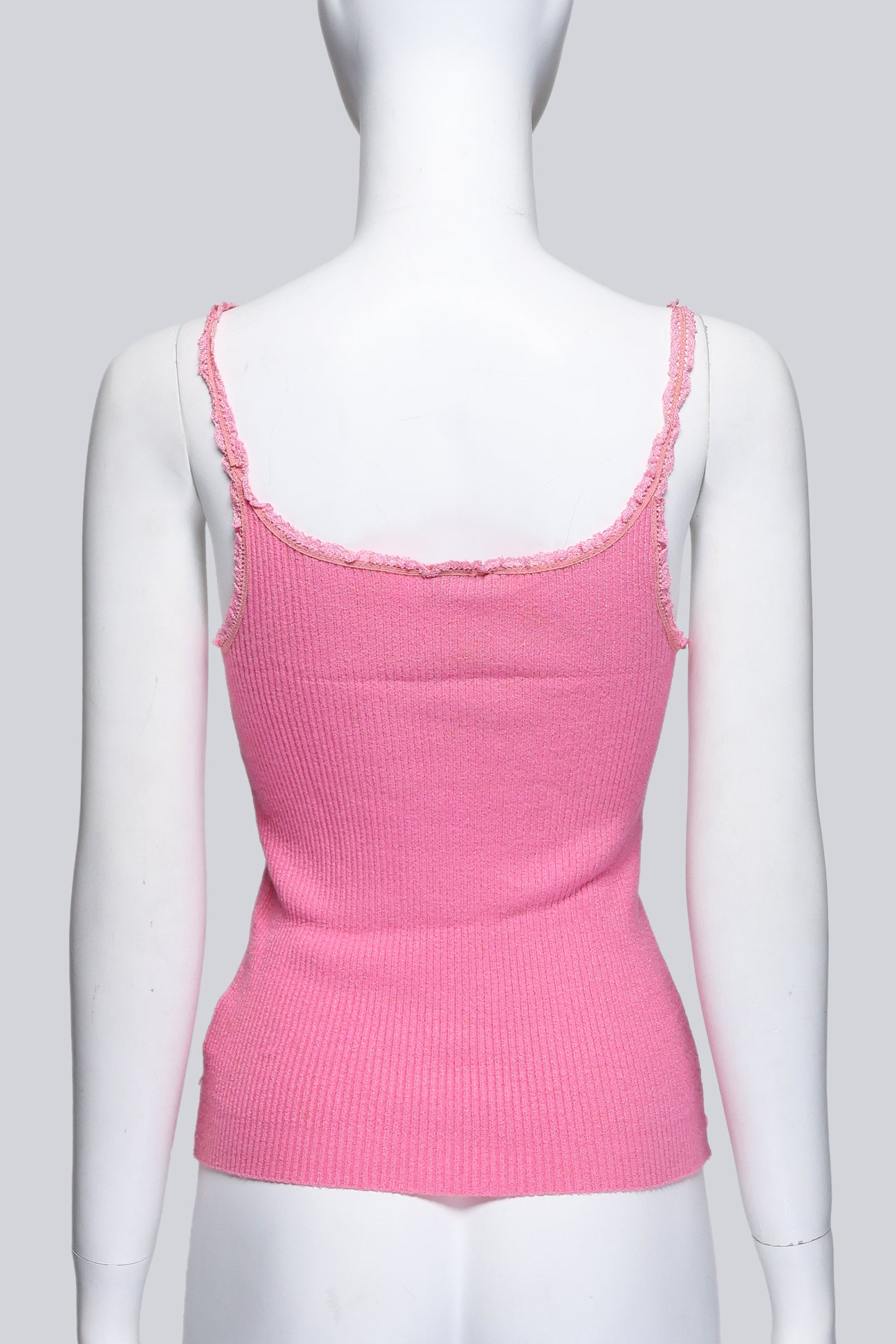 BLUMARINE BLUGIRL - A PINK CAMISOLE AND CARDIGAN SET WITH LACE TRIMS