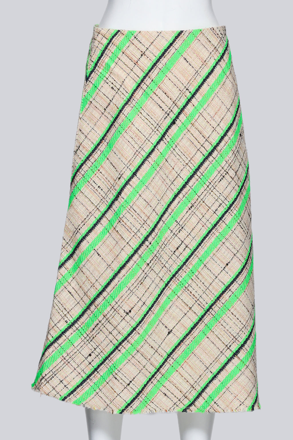 MAISON MARGIELA - A NEON GREEN TARTAN STRIPED SKIRT