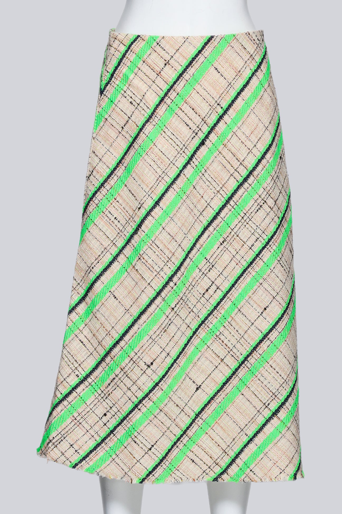 MAISON MARGIELA - A NEON GREEN TARTAN STRIPED SKIRT