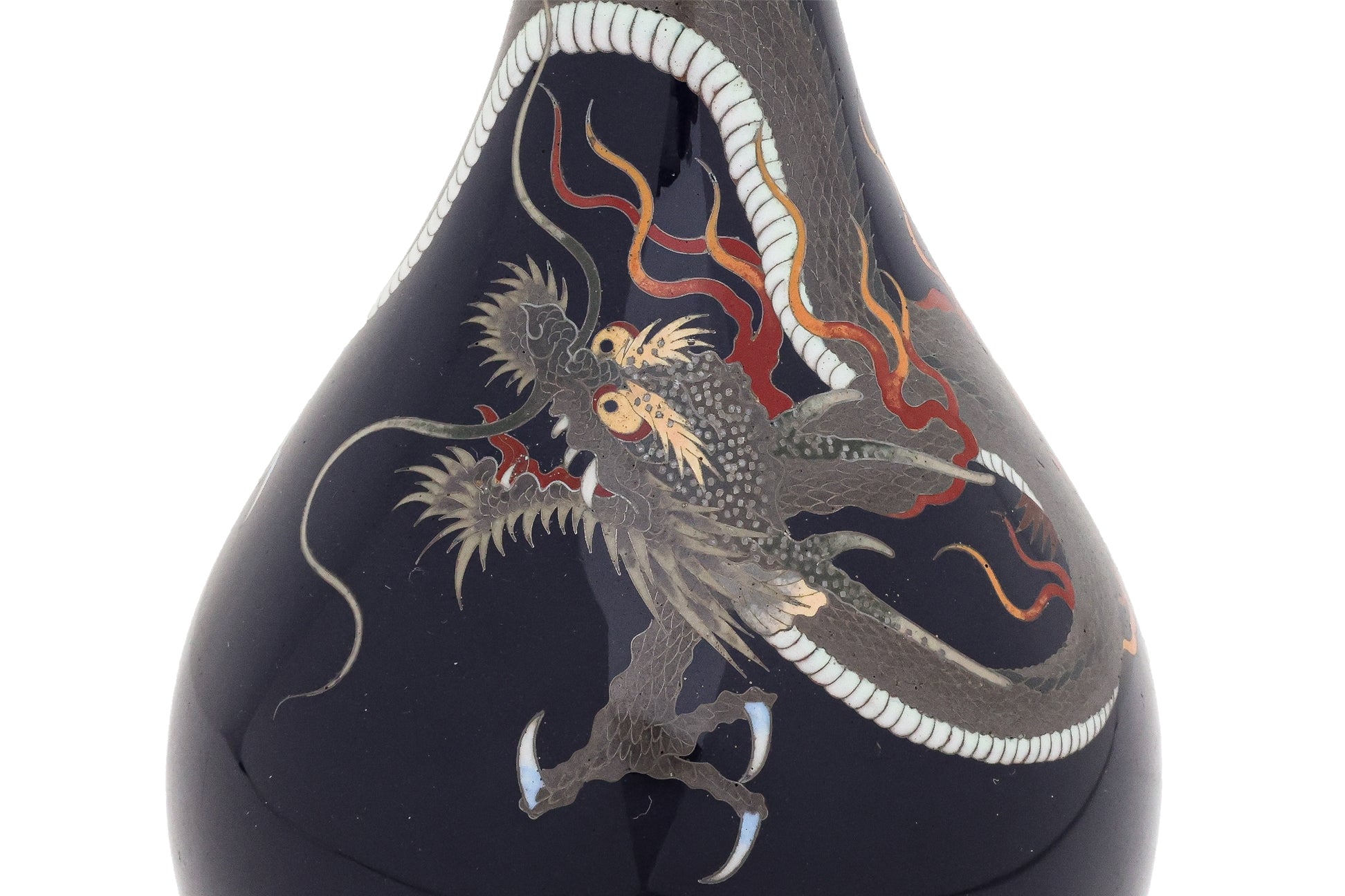 A JAPANESE CLOISONNE MIDNIGHT-BLUE ENAMELLED DRAGON VASE