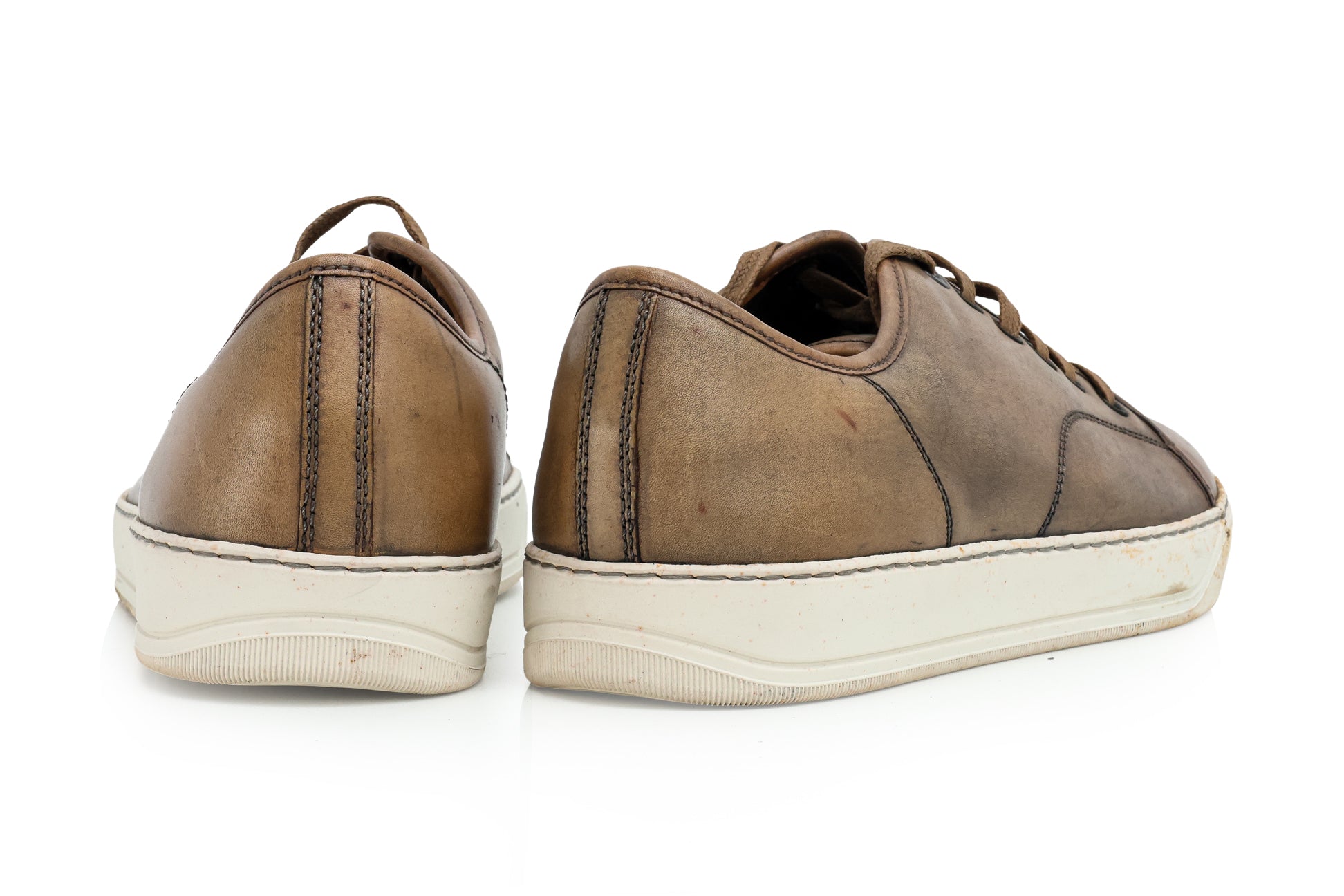 LANVIN - A PAIR OF BROWN LEATHER SNEAKERS
