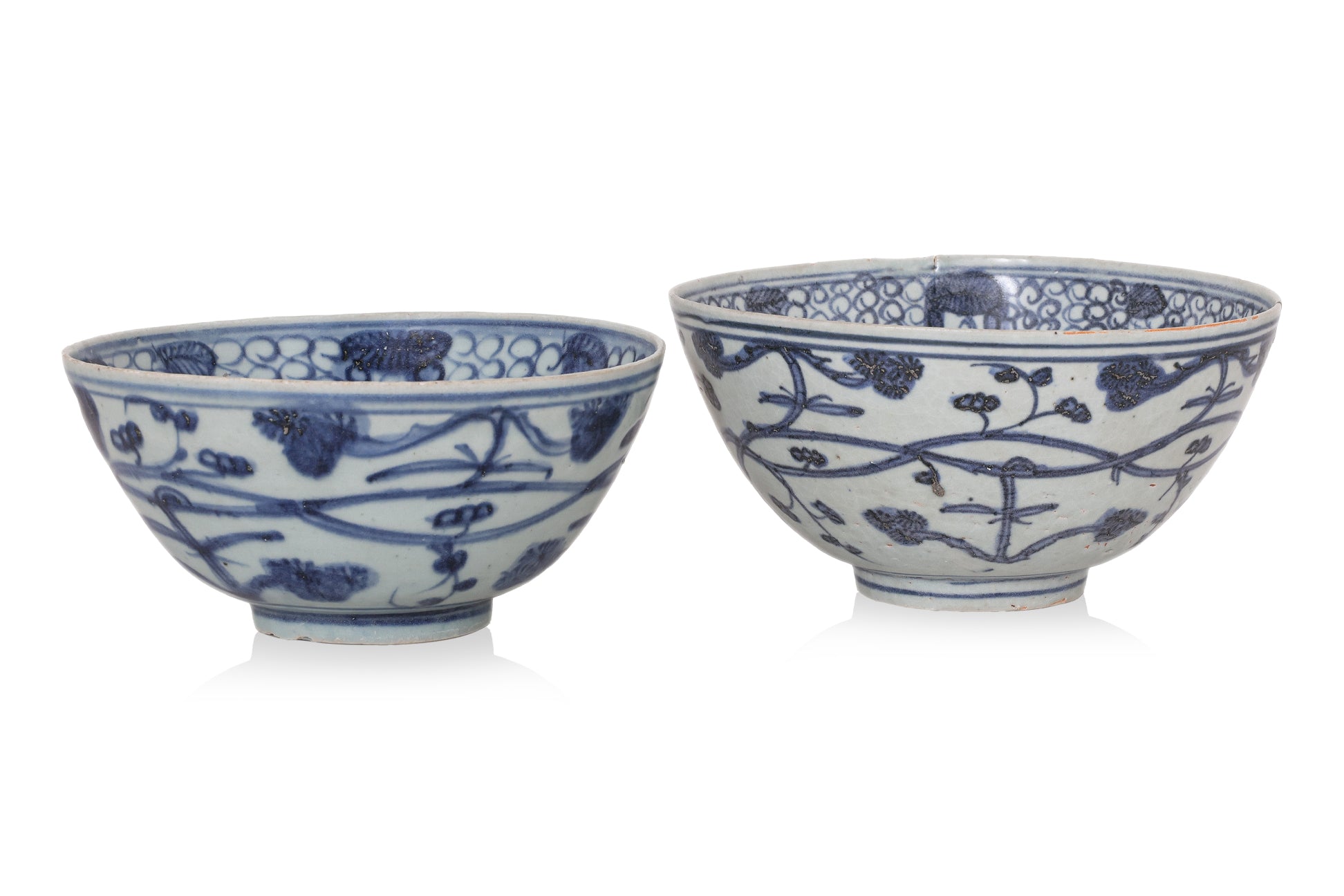 TWO BLUE AND WHITE BOWLS
