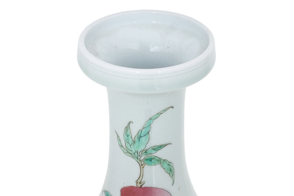 A FAMILLE ROSE 'PEACH AND BAT' BOTTLE VASE