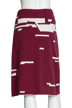 JIL SANDER - A BURGUNDY AND CREAM ABSTRACT PRINT SKIRT