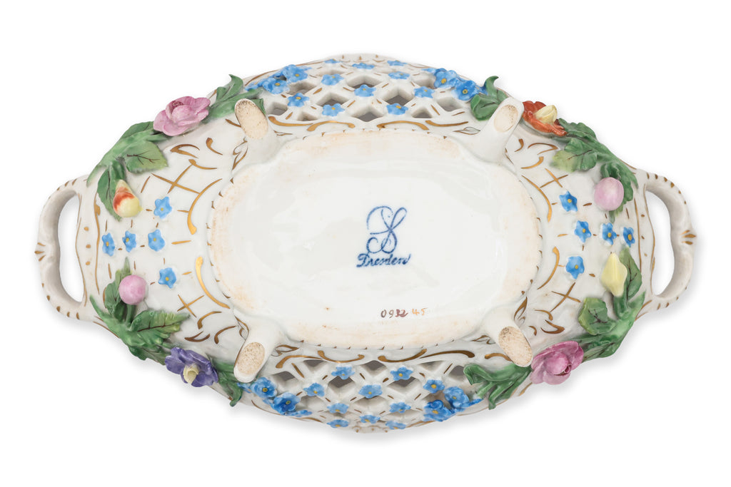 A GROUP OF FOUR DRESDEN PORCELAIN BASKETS