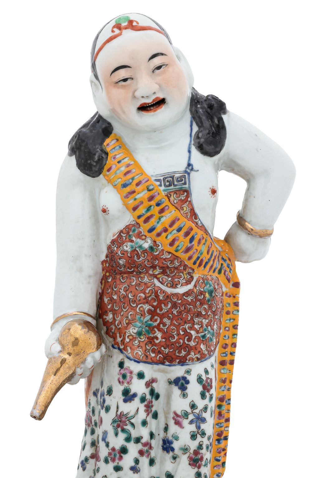 A FAMILLE ROSE PORCELAIN FIGURE OF LIU HAI