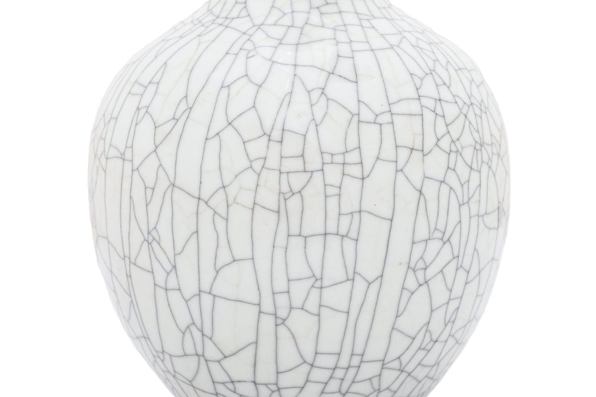 A CRACKLE-GLAZED PORCELAIN BOTTLE VASE