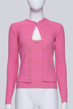BLUMARINE BLUGIRL - A PINK CAMISOLE AND CARDIGAN SET WITH LACE TRIMS