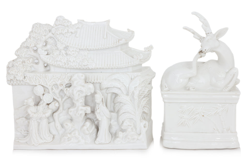 A GROUP OF FOUR BLANC DE CHINE PORCELAIN FIGURES