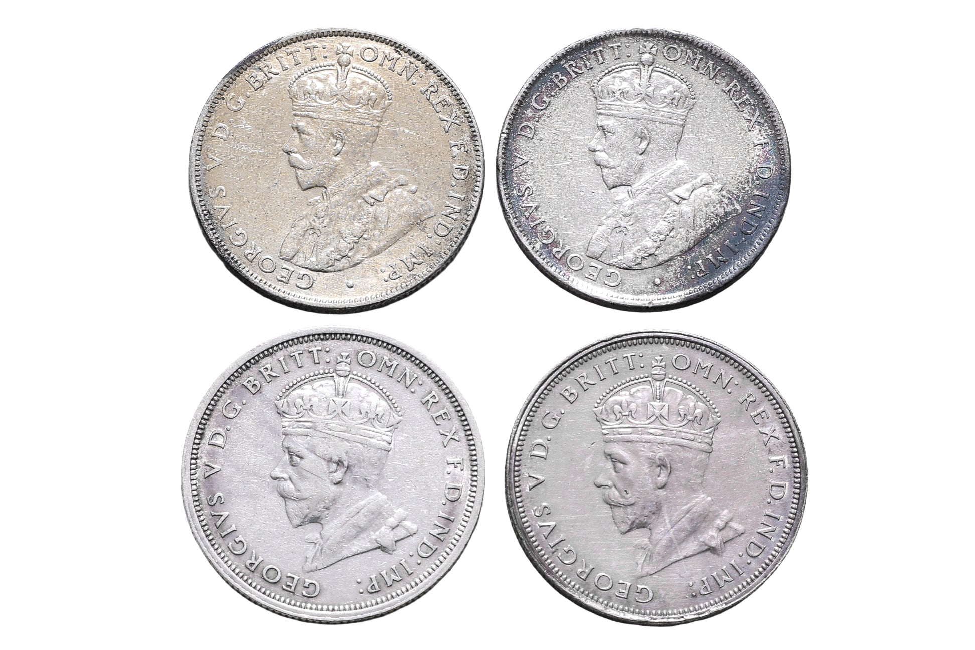 AUSTRALIA GEORGE V 1 FLORIN  1918; 1927; 1931 (4)