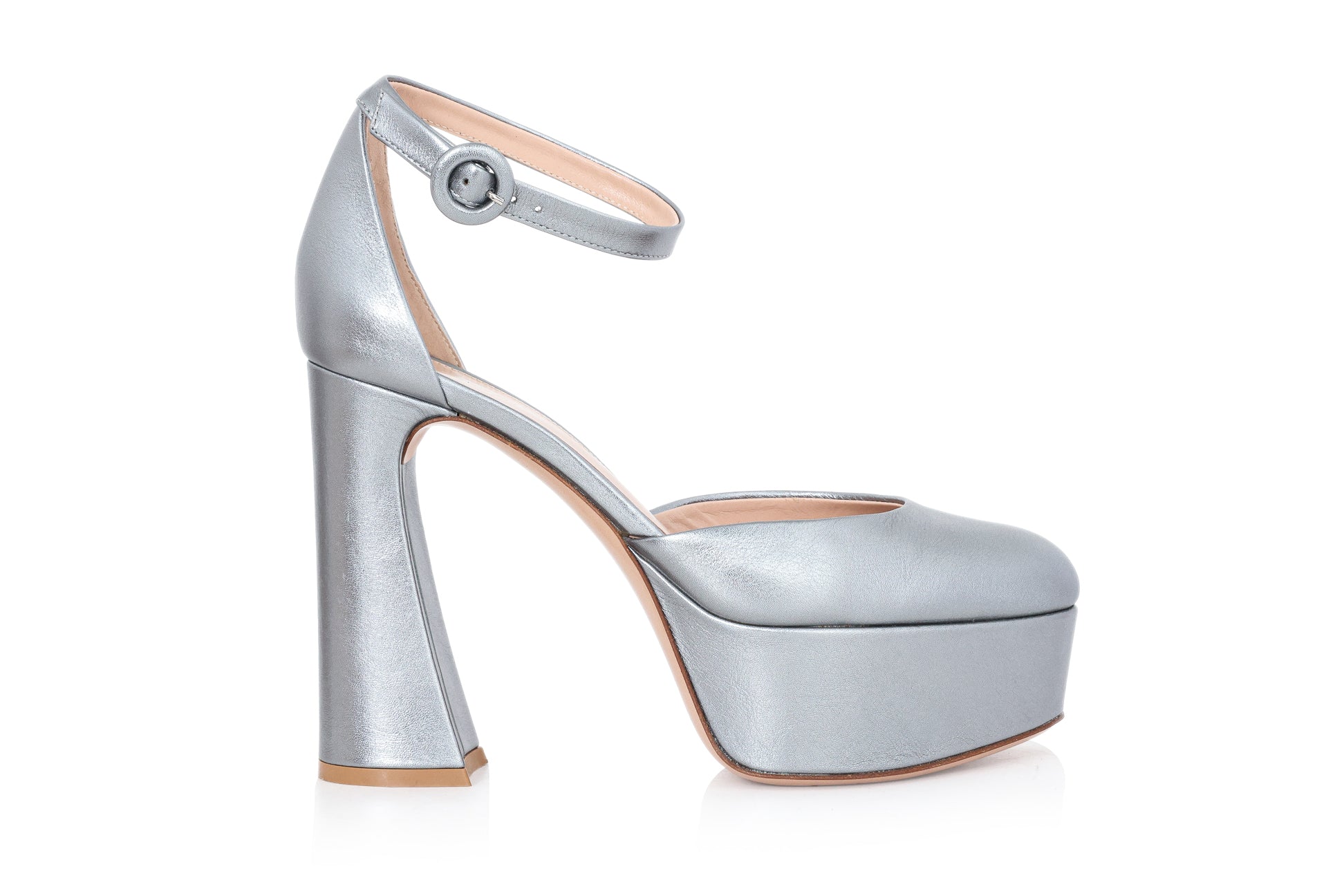 GIANVITO ROSSE - A PAIR OF ANKLE-STRAP HEEL IN METALLIC LEATHER