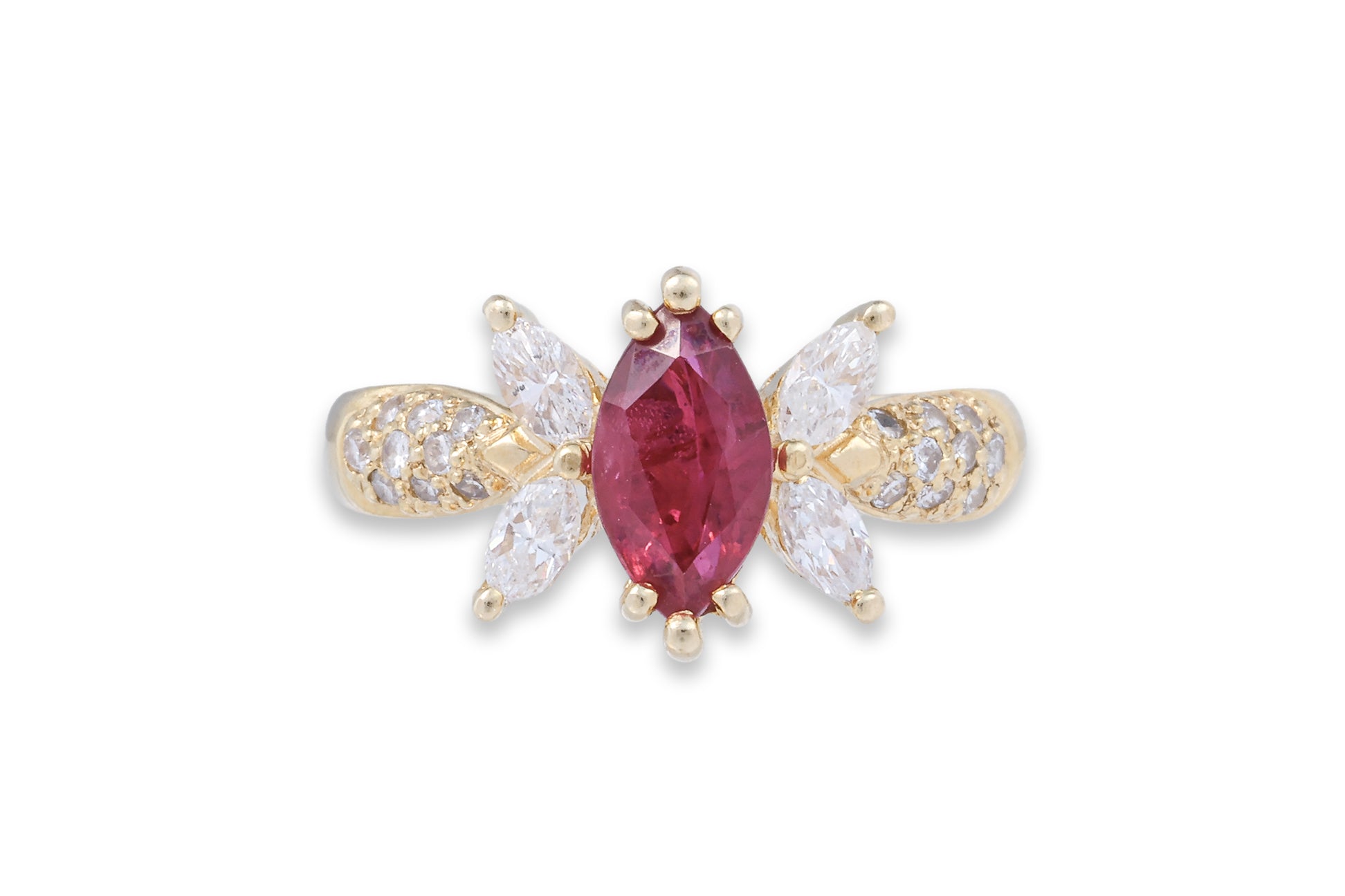 A RUBY AND DIAMOND 'BUTTERFLY' RING