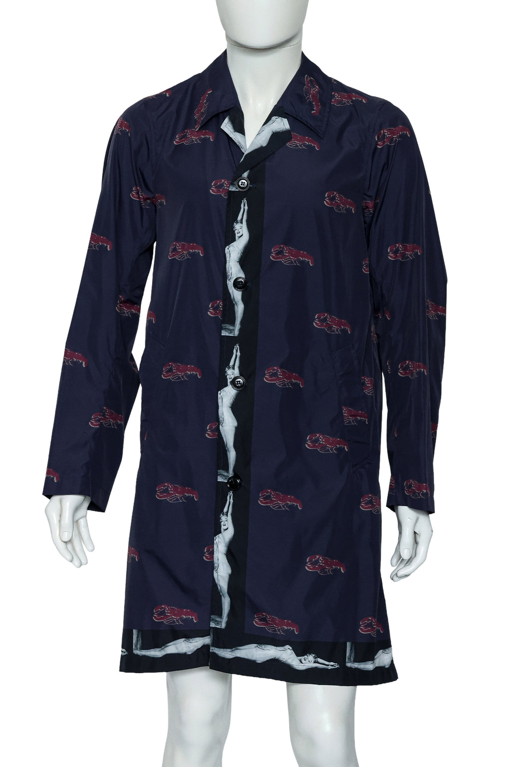 DRIES VAN NOTEN - A PURPLE LOBSTER & MARILYN MONROE PRINT COAT