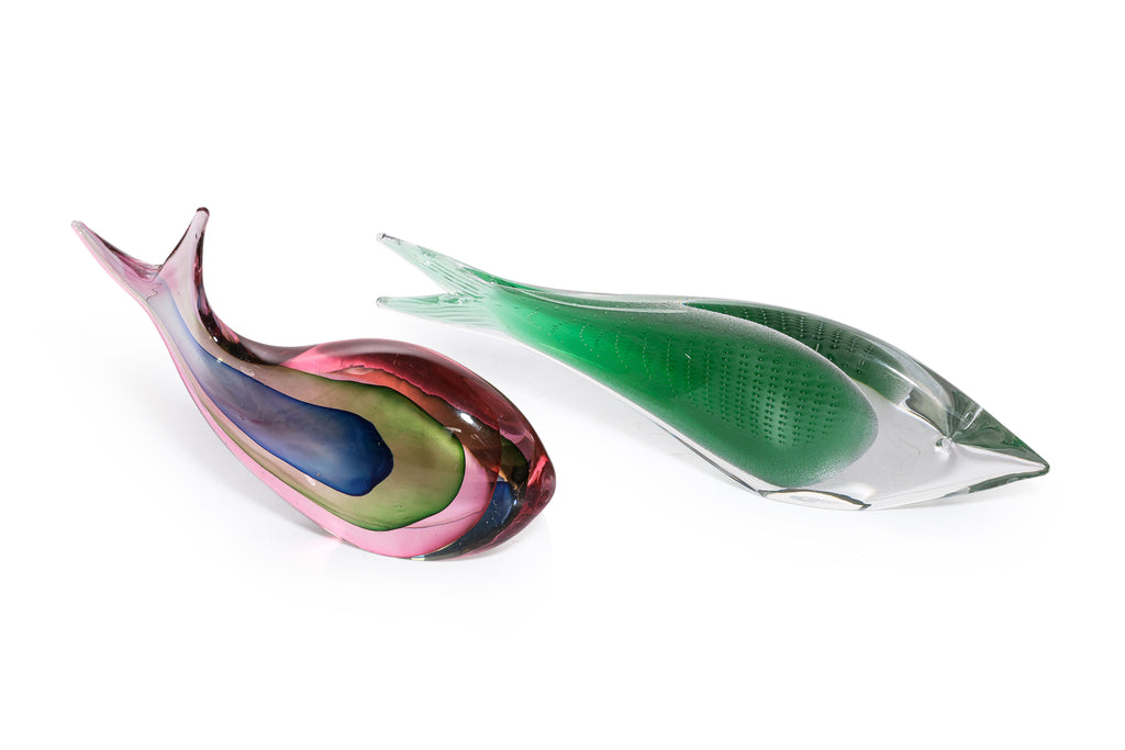 TWO ART GLASS MODELS OF FISH