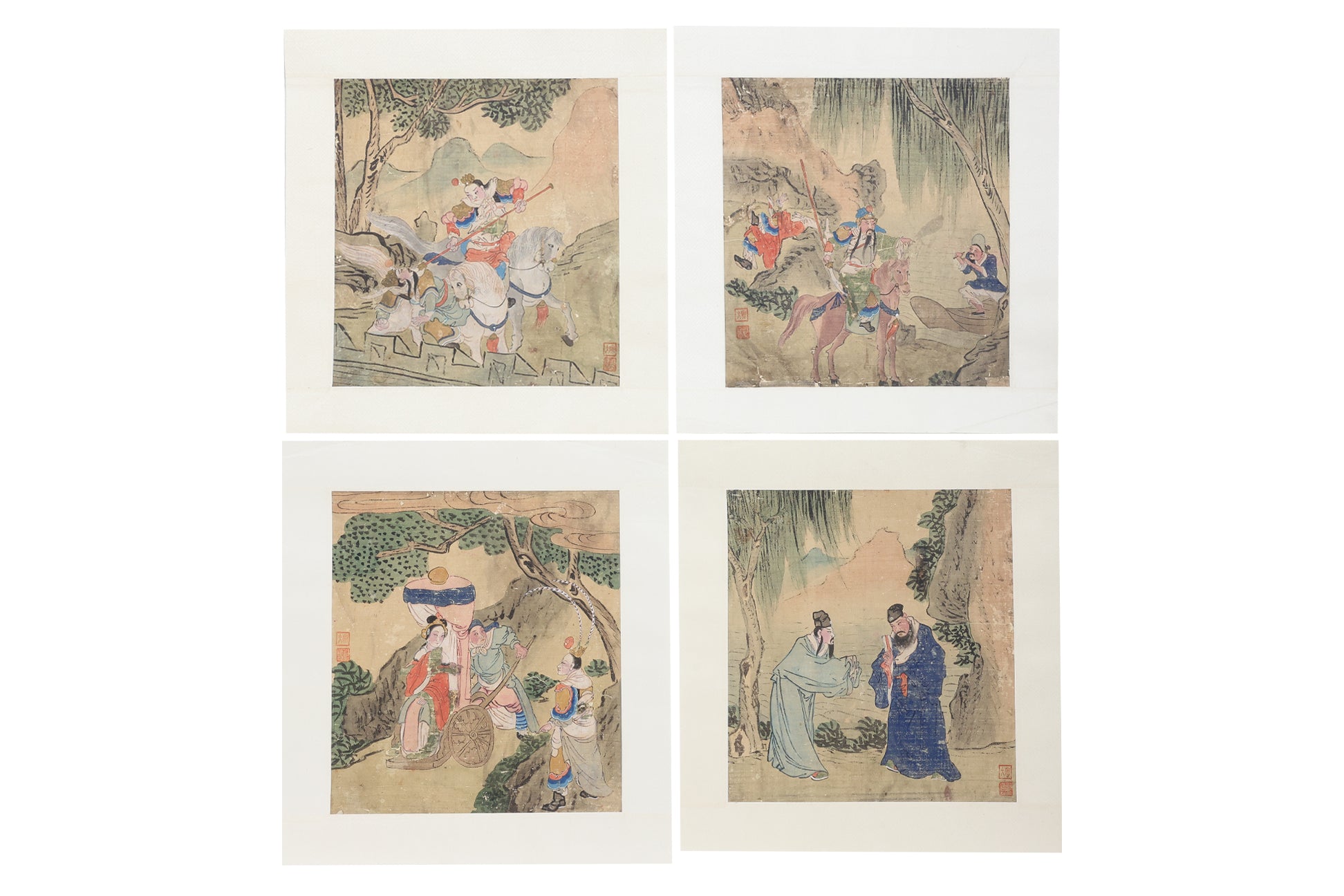 A SET OF FOUR 'THREE KINGDOMS' PAINTINGS